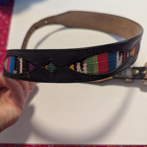 Vintage Silver Creek Leegin Belt Embroidered Leather Western Boho Rainbow - Picture 2 of 8